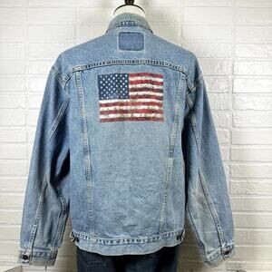 Vintage Levi's Trucker Jacket Mens XL Blue Denim Button Front Streetwear USA